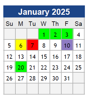 District School Academic Calendar for Center For Alternative Programs for January 2025
