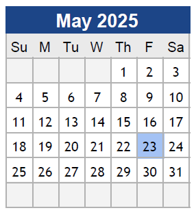 District School Academic Calendar for Center For Alternative Programs for May 2025