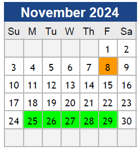 District School Academic Calendar for Center For Alternative Programs for November 2024