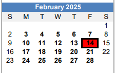 District School Academic Calendar for Homebound for February 2025