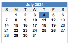 District School Academic Calendar for Homebound for July 2024
