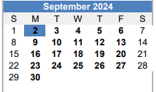 District School Academic Calendar for Homebound for September 2024
