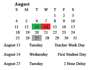 District School Academic Calendar for Deming Elementary School for August 2024