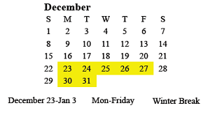 District School Academic Calendar for Deming Elementary School for December 2024