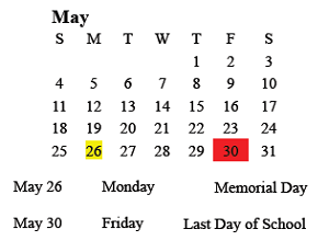 District School Academic Calendar for Deming Elementary School for May 2025