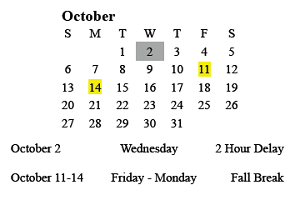 District School Academic Calendar for Deming Elementary School for October 2024