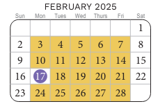 District School Academic Calendar for Creeds Elementary for February 2025