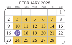 District School Academic Calendar for Center For Effective Learning Alt Ed Ctr for February 2025