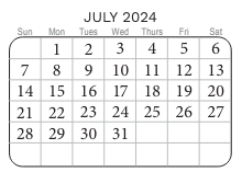 District School Academic Calendar for Creeds Elementary for July 2024