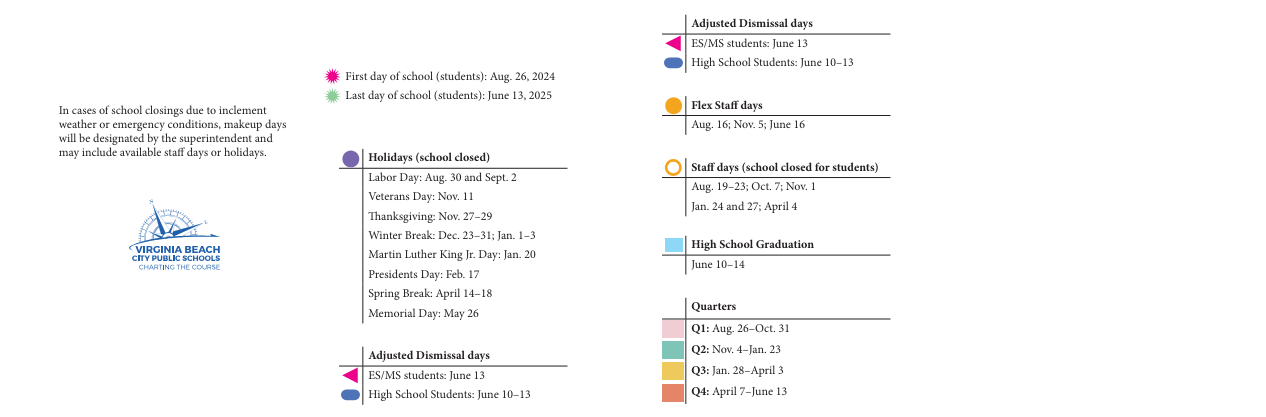 District School Academic Calendar Key for Creeds Elementary