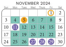 District School Academic Calendar for Creeds Elementary for November 2024