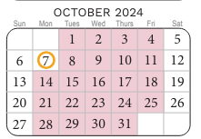 District School Academic Calendar for Creeds Elementary for October 2024
