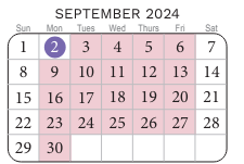 District School Academic Calendar for Creeds Elementary for September 2024