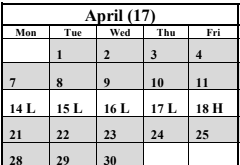 District School Academic Calendar for Golden West High for April 2025