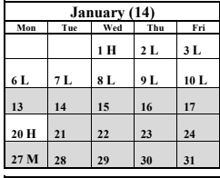 District School Academic Calendar for Sequoia High (CONT.) for January 2025