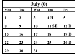 District School Academic Calendar for River Bend (oh) for July 2024