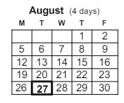 District School Academic Calendar for Paxton Center for August 2024
