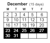 District School Academic Calendar for Paxton Center for December 2024