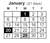 District School Academic Calendar for Paxton Center for January 2025