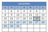 District School Academic Calendar for Carver Acad for December 2024