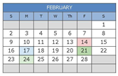 District School Academic Calendar for Stars High School for February 2025