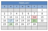 District School Academic Calendar for Hillcrest Professional Devel for February 2025