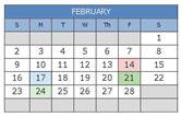 District School Academic Calendar for Kendrick Elementary School for February 2025