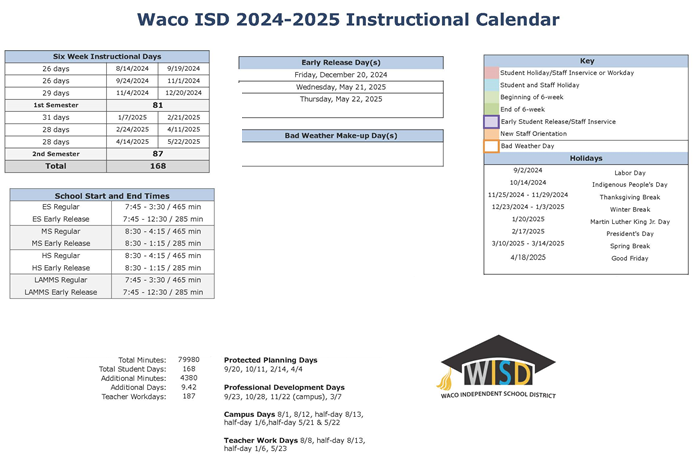 District School Academic Calendar Key for Hillcrest Professional Devel