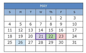 District School Academic Calendar for Hillcrest Professional Devel for May 2025