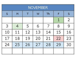 District School Academic Calendar for Brook Avenue Elementary School for November 2024