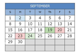 District School Academic Calendar for Mountainview Elementary School for September 2024