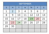 District School Academic Calendar for Lake Waco Montessori Magnet for September 2024