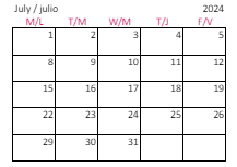 District School Academic Calendar for Knightdale High for July 2024