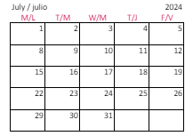 District School Academic Calendar for Lacy Elementary for July 2024