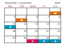 District School Academic Calendar for River Oaks Middle for November 2024