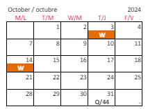 District School Academic Calendar for Hunter Elementary for October 2024