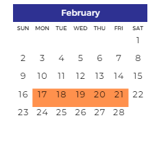 District School Academic Calendar for Clifford H. Smart Middle School for February 2025
