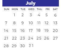 District School Academic Calendar for Clifford H. Smart Middle School for July 2024
