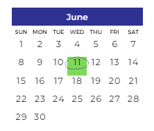 District School Academic Calendar for Clifford H. Smart Middle School for June 2025