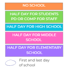 District School Academic Calendar Legend for Clifford H. Smart Middle School