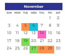 District School Academic Calendar for Clifford H. Smart Middle School for November 2024
