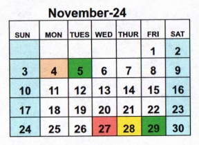 District School Academic Calendar for Ky Tech - Bowling Green Regional Tech Center for November 2024