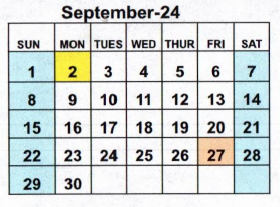 District School Academic Calendar for Ky Tech - Bowling Green Regional Tech Center for September 2024