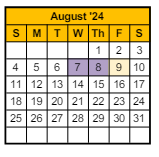 District School Academic Calendar for Jefferson Elementary School for August 2024