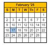 District School Academic Calendar for Jefferson Elementary School for February 2025