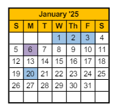 District School Academic Calendar for Jefferson Elementary School for January 2025