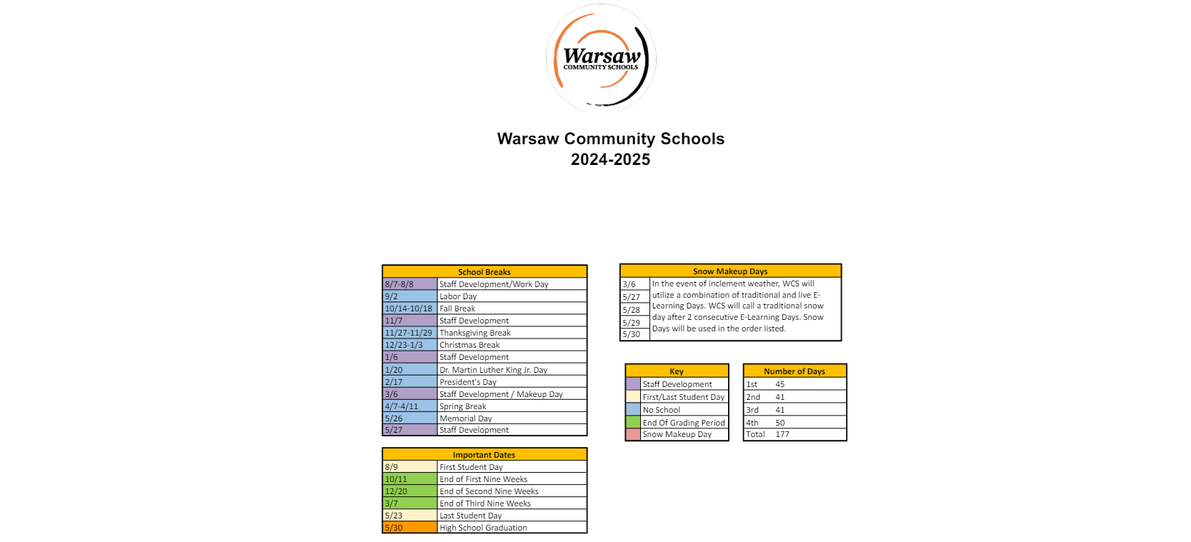 District School Academic Calendar Key for Jefferson Elementary School