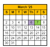 District School Academic Calendar for Jefferson Elementary School for March 2025