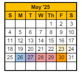 District School Academic Calendar for Jefferson Elementary School for May 2025