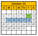 District School Academic Calendar for Jefferson Elementary School for October 2024